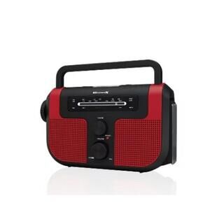 WeatherX WB/AM/FM Solar Charge Radio - Red, Hand-Crank, USB Port, NOAA Alert